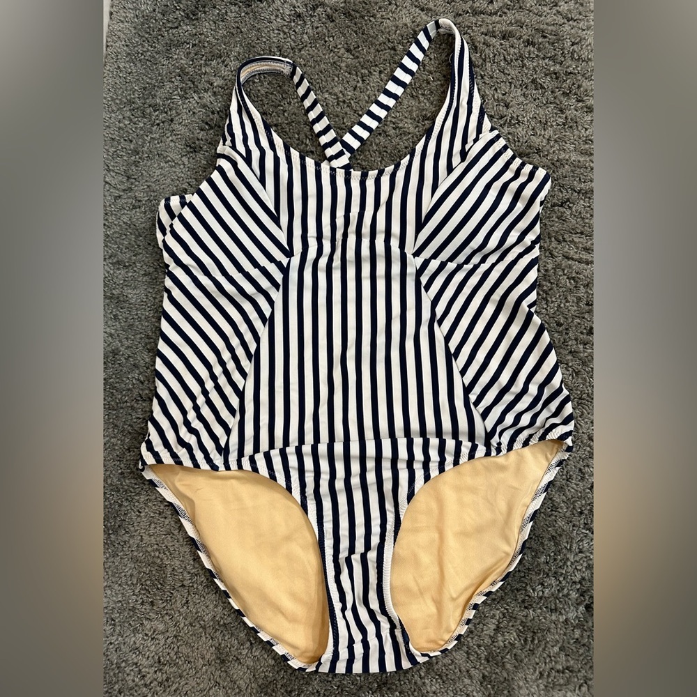 Talbots Cabana Life Crossover One Piece Nautical Strip XL - Picture 4 of 12